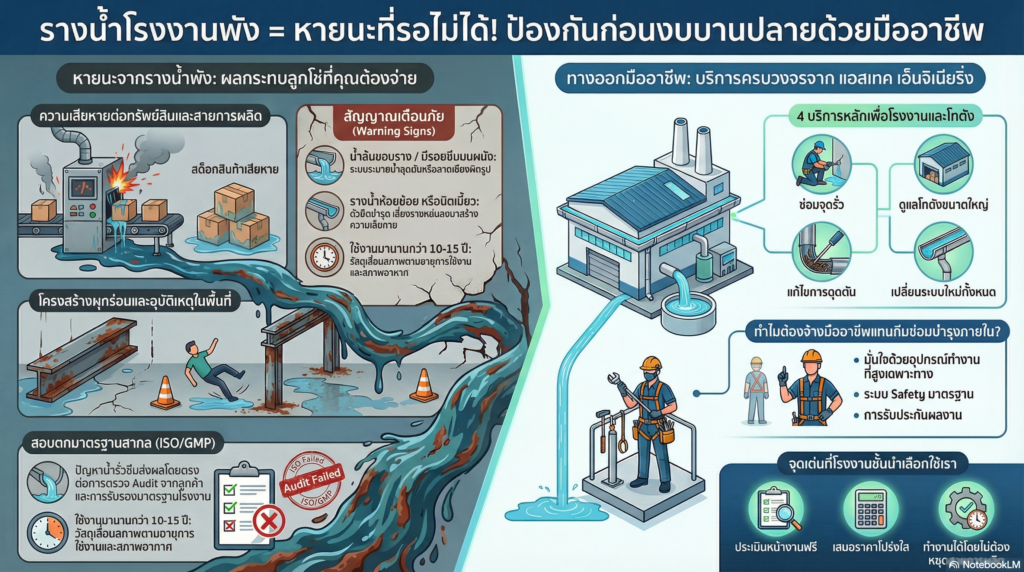 ซ่อมรางน้ำโรงงาน