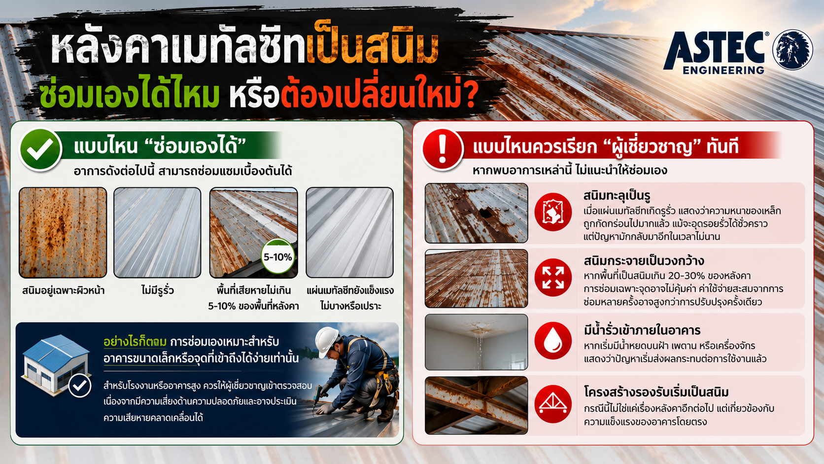 หลังคาเมทัลชีทเป็นสนิม